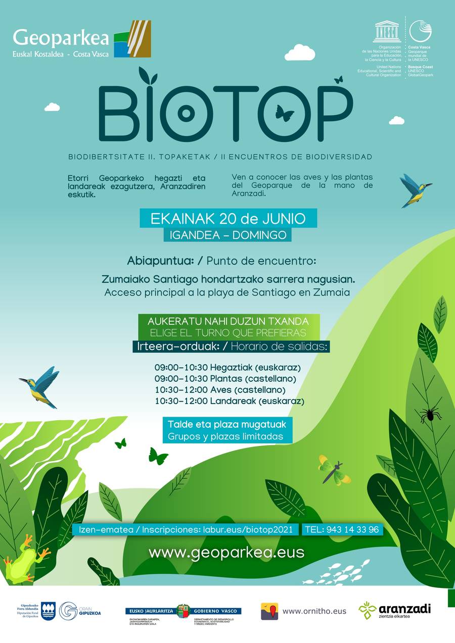 Geoparkea organiza el próximo domingo día 20, BIOTOP, un encuentro para conocer la biodiversidad de la playa de Santiago