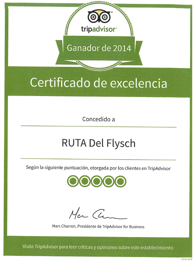 La Ruta del Flysch consigue el Certificado de Excelencia 2014 de Tripadvisor
