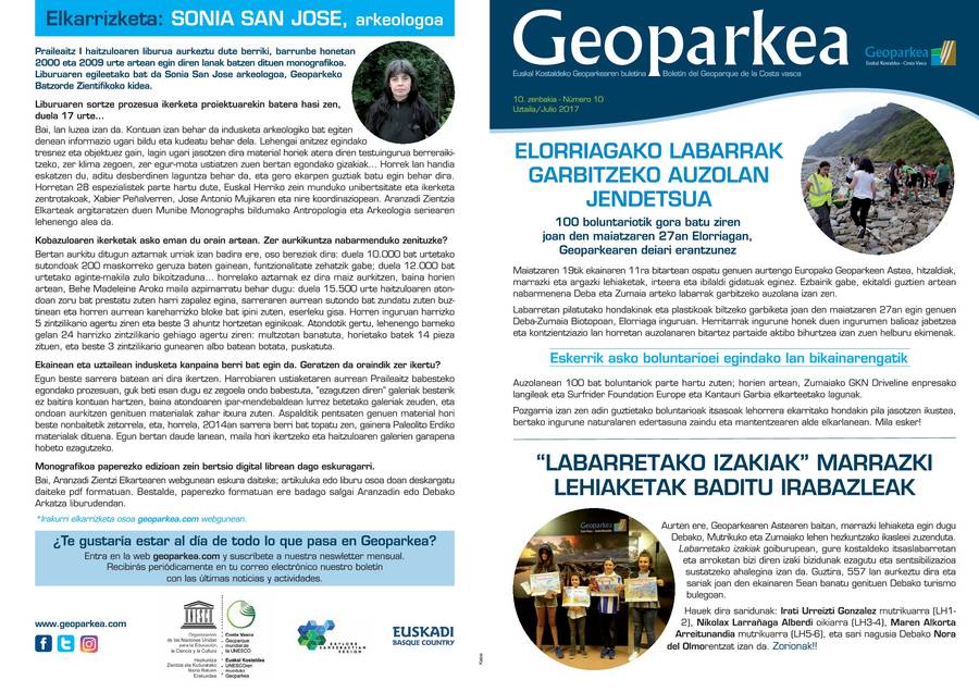 Uztaileko berripapera argitaratu du Geoparkeak