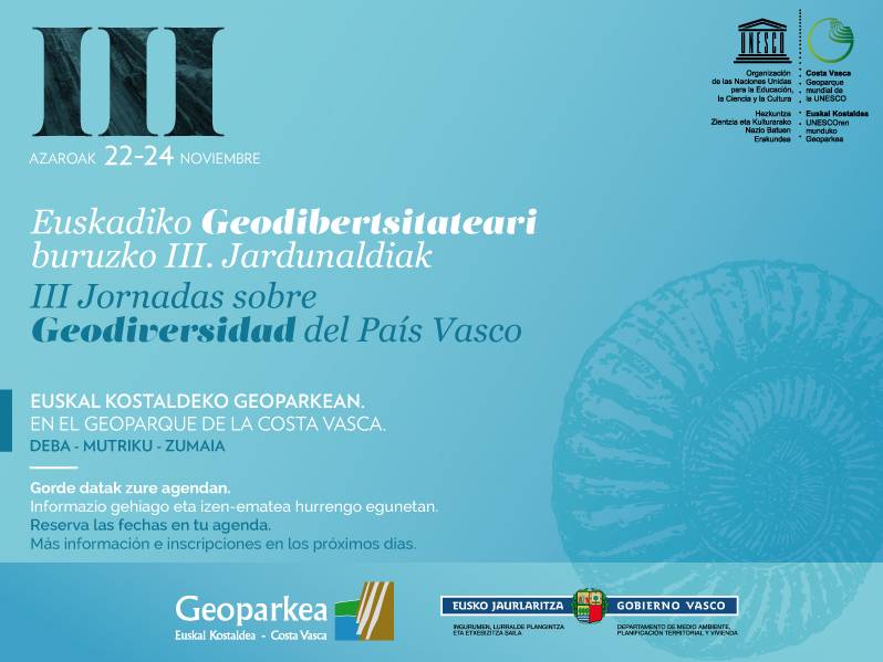 Geoparkea acogerá del 22 al 24 de noviembre las III Jornadas sobre Geodiversidad del País Vasco