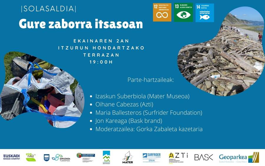 Geoparkea organiza este jueves un coloquio sobre residuos en la terraza de la playa de Itzurun