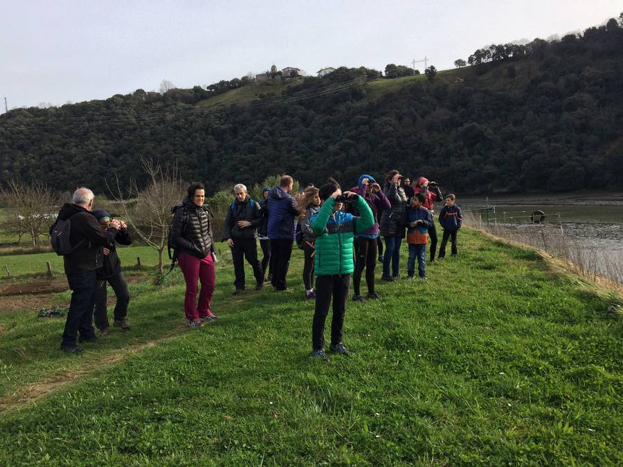 25 personas se reunieron ayer en la salida guiada que organizó ayer el Geoparque de la Costa Vasca para observar aves