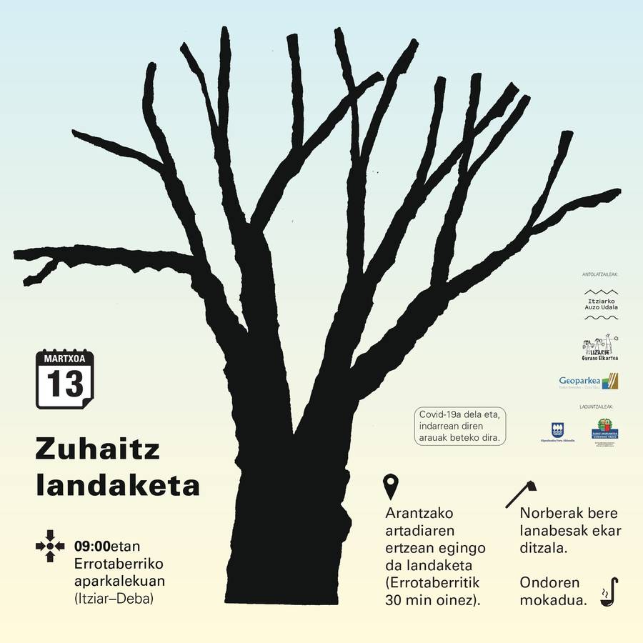 Plantación de árboles en el encinar de Arantza este domingo